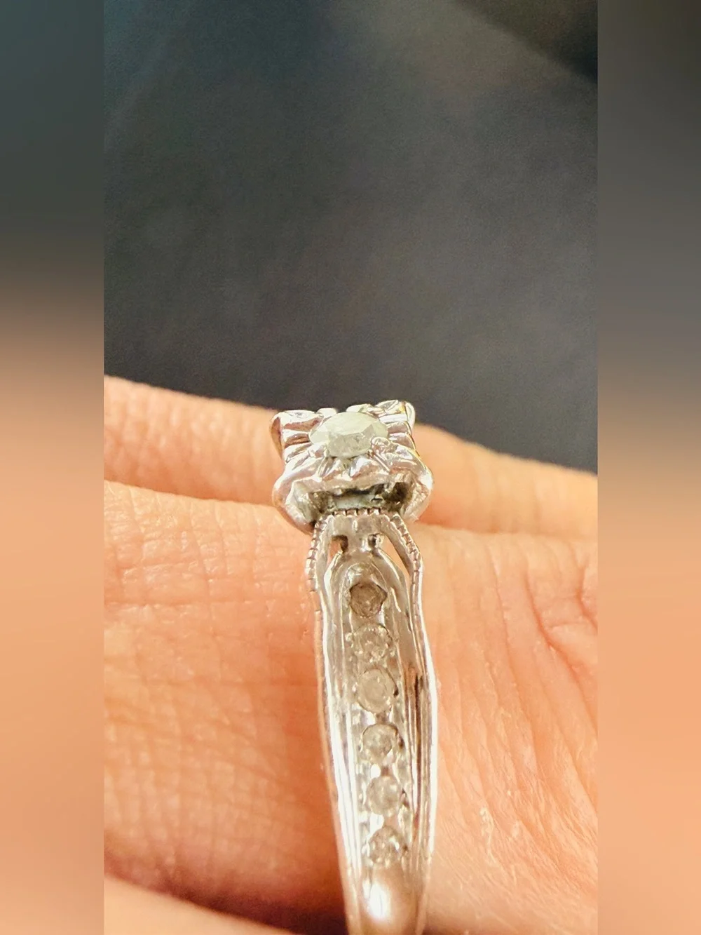 Vintage Diamond Engagement Ring Sz7